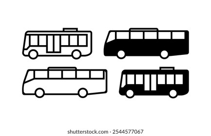 Bus icon set. Balck vector illustration.