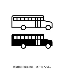 Bus icon set. Balck vector illustration.