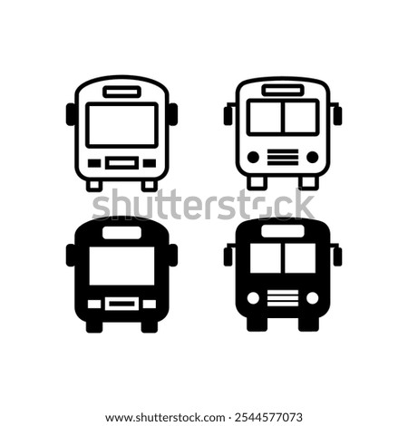 Bus icon set. Balck vector illustration.