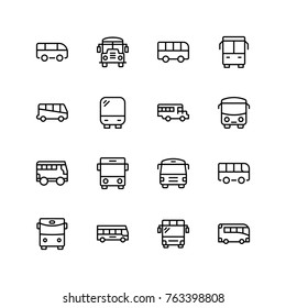 Bus icon set. Collection of high quality black outline logo for web site design and mobile apps. Vector illustration on a white background.