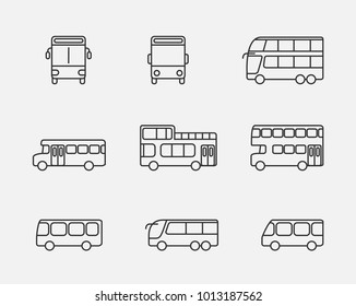 Bus icon set in line style