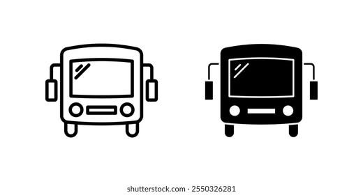 bus Icon set. Symbol isolated white background. vector illustration. color editable.