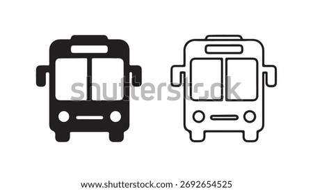 Bus icon set with transparent background