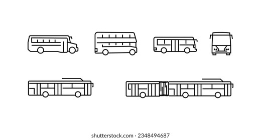 Bus icon set. Transport symbol in linear style. Vector illustration