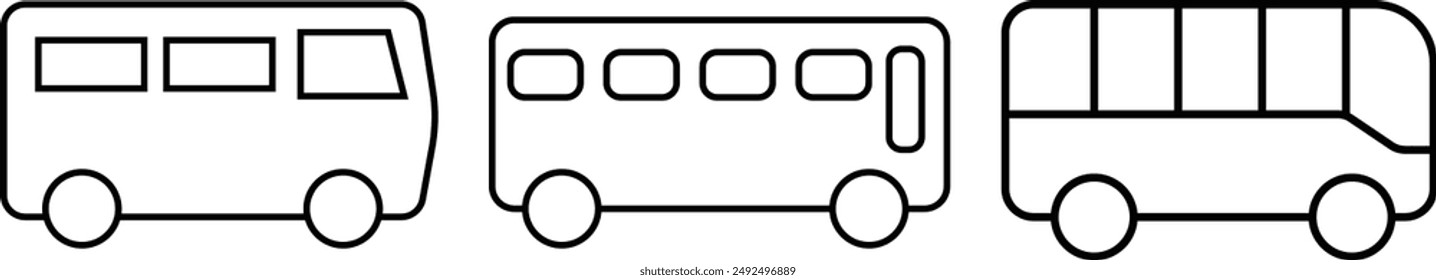 Bus icon set. bus vector icon, Bus icon vector, solid logo illustration, pictogram isolated on white, Bus icon set. Transport symbol in linear style. transport icons set. schoolbus vector icons