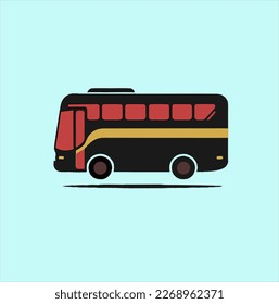 Conjunto de iconos de bus. icono del vector del bus, logotipo del transporte del bus en fondo amarillo