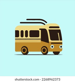 Conjunto de iconos de bus. icono del vector del bus, logotipo del transporte del bus en fondo amarillo