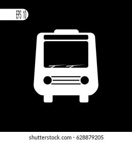 Bus icon, sign. Vector white pictogram - vector illustration