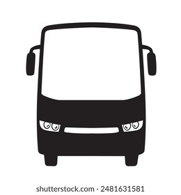 Bus Icon Silhouette front view, vector illustration isolated on white background, eps
