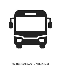 Bus icon silhouette front view. Vector logo of a public transport ,travel bus. Illustration  isolated on white background