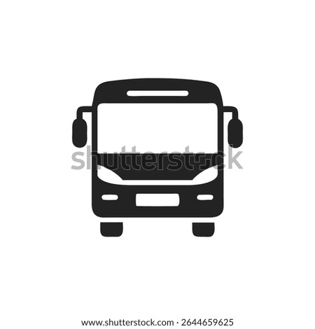 Bus icon silhouette front view. Vector logo of a public transport ,travel bus. Illustration  isolated on white background.