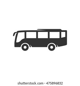 Bus icon in single grey color. Transportation car travel trip automotive