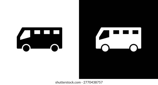 Bus icon solid symbol. Vector pictogram