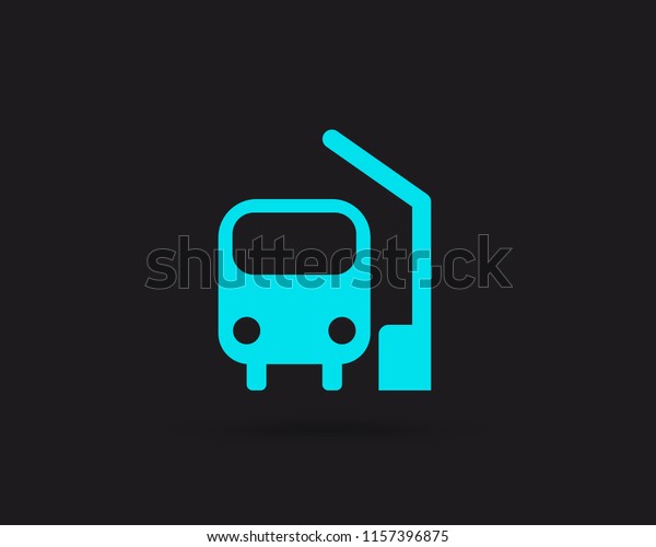 Bus icon, bus station vector web icon\
isolated on black background, EPS 10, top\
view