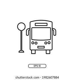 bus icon and stop sign. line simple design, simple design for graphics, logos, websites, social media, UI, mobile apps, EPS10
