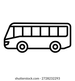 Icono del autobús, que simboliza el servicio de transporte, el transporte público y los viajes de pasajeros para rutas urbanas, aeroportuarias y de tránsito local.