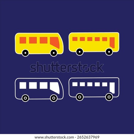 Bus icon Thin  colorful line illustration set vector