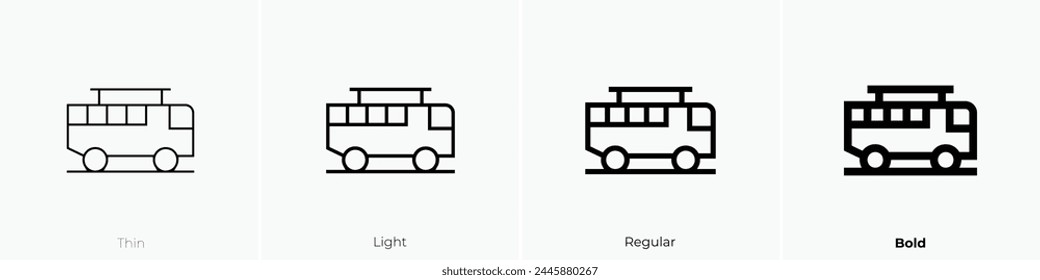 bus icon. Thin, Light Regular And Bold style design isolated on white background