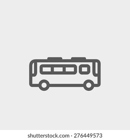 Bus icon thin line for web and mobile, modern minimalistic flat design. Vector dark grey icon on light grey background.
