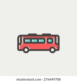 Bus icon thin line for web and mobile, modern minimalistic flat design. Vector icon with dark grey outline and offset colour on light grey background.