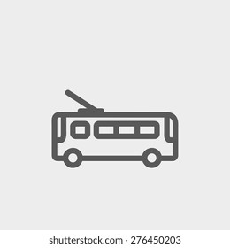 Bus icon thin line for web and mobile, modern minimalistic flat design. Vector dark grey icon on light grey background.