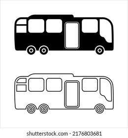 Bus Icon, Transport Automobile Vehicle Icon Vector Art Illustration