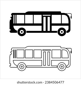 Bus Icon, Transport Automobile Vehicle Icon Vector Art Illustration