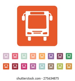 The bus icon. Travel symbol. Flat Vector illustration. Button Set