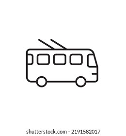 bus icon, urban electric vehicle icon, thin line on white background, simple shape.
