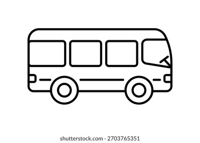 Icono de autobús Vector contorno negro para Sitio web Computadora y App móvil. que representa el transporte público.