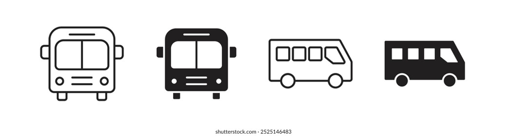 Bus icon vector filled and outlined icons collection