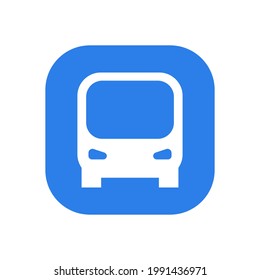 Bus icon vector illustration. Blue and white icon