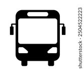 Bus icon vector illustration, bus clipart icon, Transport Silhouette Icon, Stop Station Sign for Public Transport Glyph Pictogram, bus front view sign isolated.