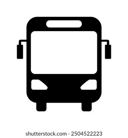 Bus icon vector illustration, bus clipart icon, Transport Silhouette Icon, Stop Station Sign for Public Transport Glyph Pictogram, bus front view sign isolated.