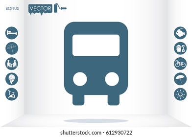 Bus icon vector illustration eps10. Isolated badge for website or app - stock infographics