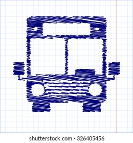Bus icon. Vector illustration with pen effect 