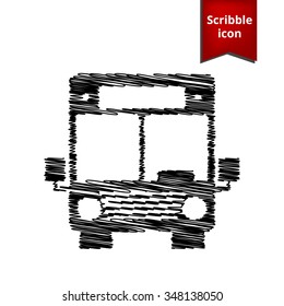 Bus icon. Vector illustration with pen effect. Scribble icon for you design.