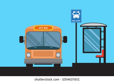 Bus icon, vector illustration, bus stop