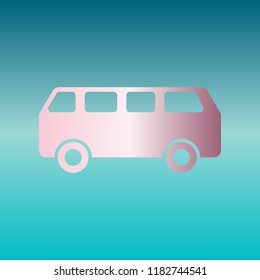 Bus Icon. Vector. Pink bronze gradient icon at turquoise gradient background.