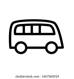 Bus Icon Vector , School Business Travel Company , Template Logo Design Emblem Isolated Illustration , Outline Solid Background White
