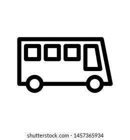 Bus Icon Vector , School Business Travel Company , Template Logo Design Emblem Isolated Illustration , Outline Solid Background White
