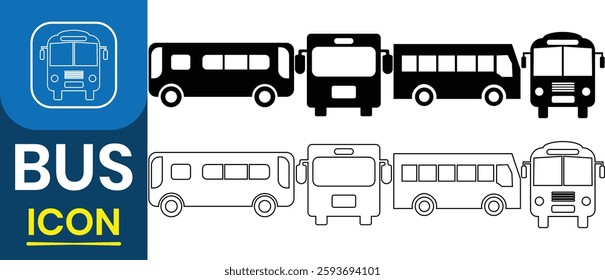 Bus icon vector set. Silhouette of bus icon. Public transport stop symbol. Bus stop sign symbol vector illustration.