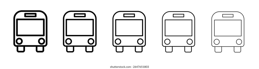 bus icon vector thin outline style sign