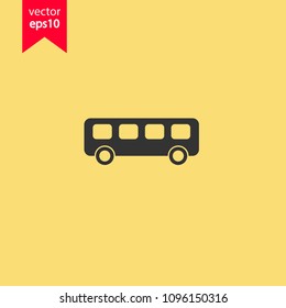 Bus icon. Yellow background. EPS 10 vector sign