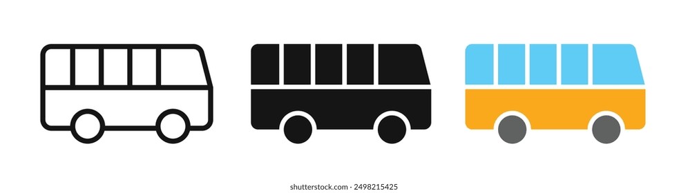 bus iconicon vector collection in outlined and solid style