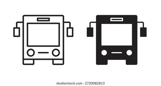 Iconos de autobús de color negro en varios estilos