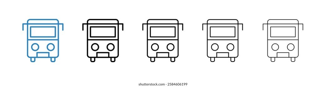 Bus icons in five different stroke sizes