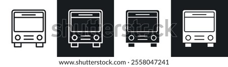 Bus icons pack in black and white filled and outlined versions.