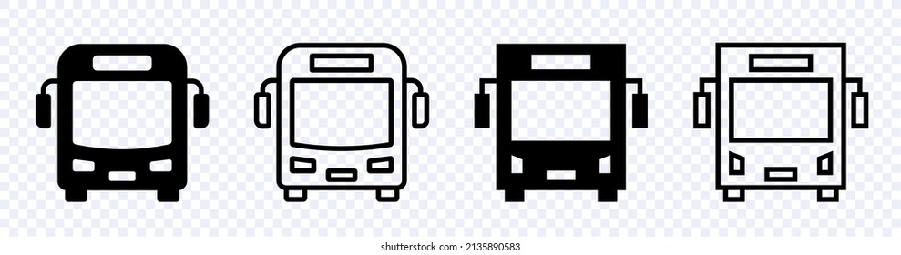 Iconos de bus aislados. Señal de bus. estación de autobuses. Parada de autobús. Ilustración del vector