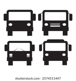 Bus icons set silhouette vector art illustration